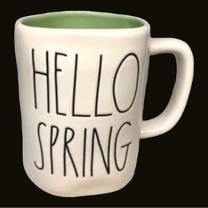 RAE DUNN “Hello Spring” White & Green Coffee Mug ~ Artisan Collection By Magenta